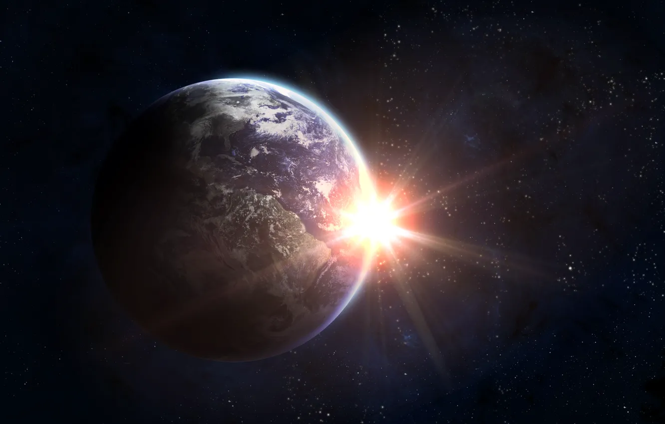 Photo wallpaper light, Galaxy, planet earth, planet