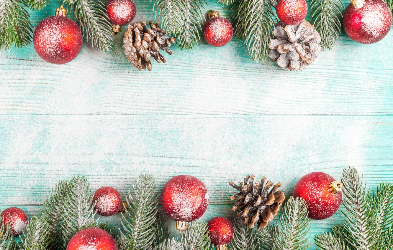 Photo wallpaper decoration, balls, new year, Christmas, Christmas, balls, bumps, wood