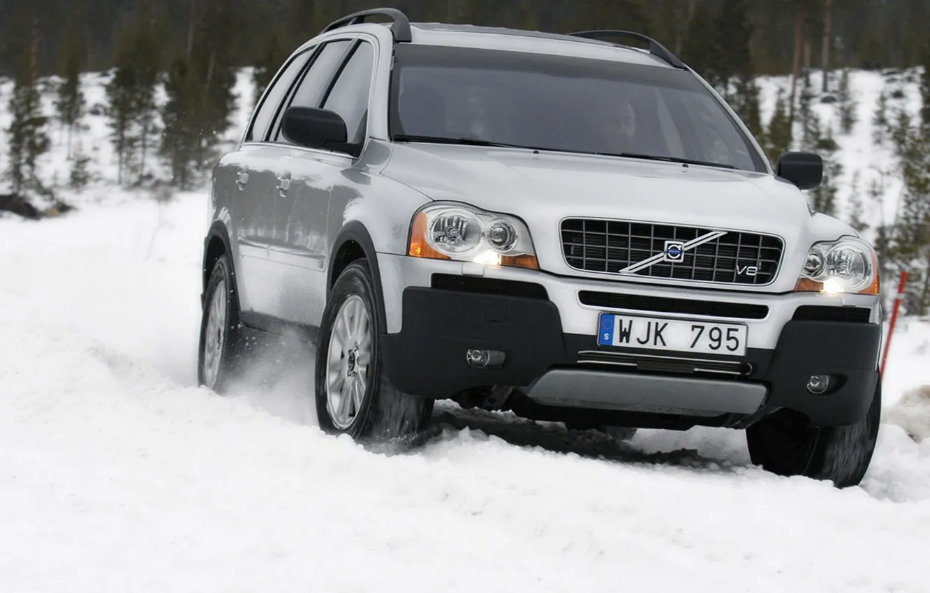 Photo wallpaper winter, snow, Volvo