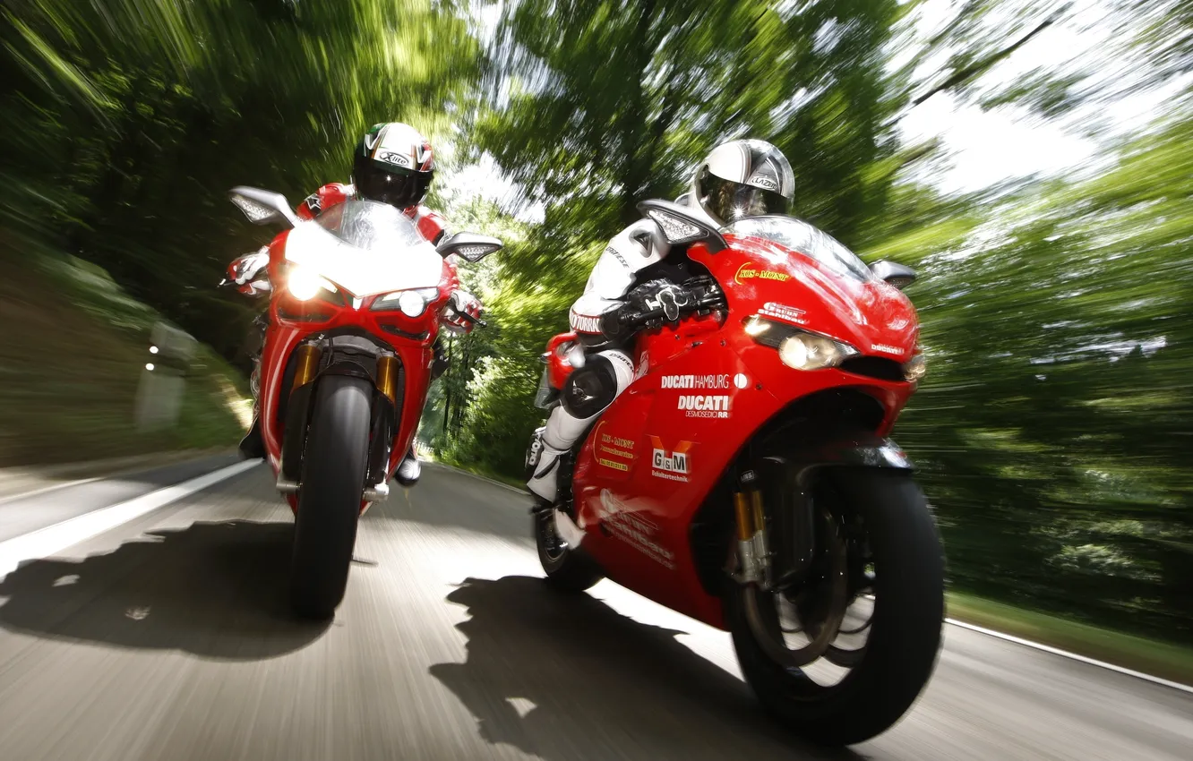 Photo wallpaper background, lights, speed, blur, Ducati, sport bikes