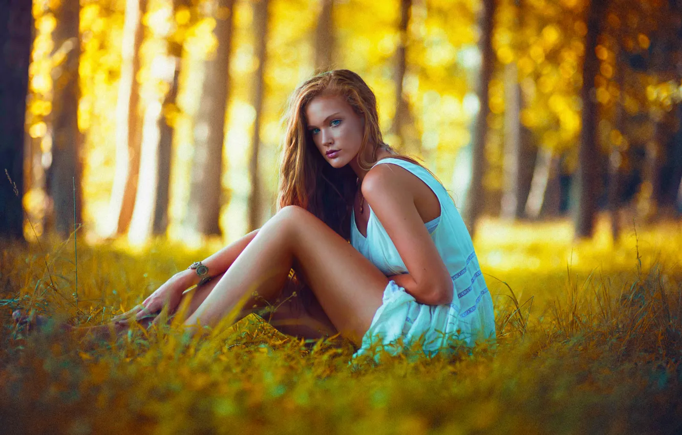Photo wallpaper Girl, Light, Nature, Beautiful, Model, Color, Sunset, Beauty