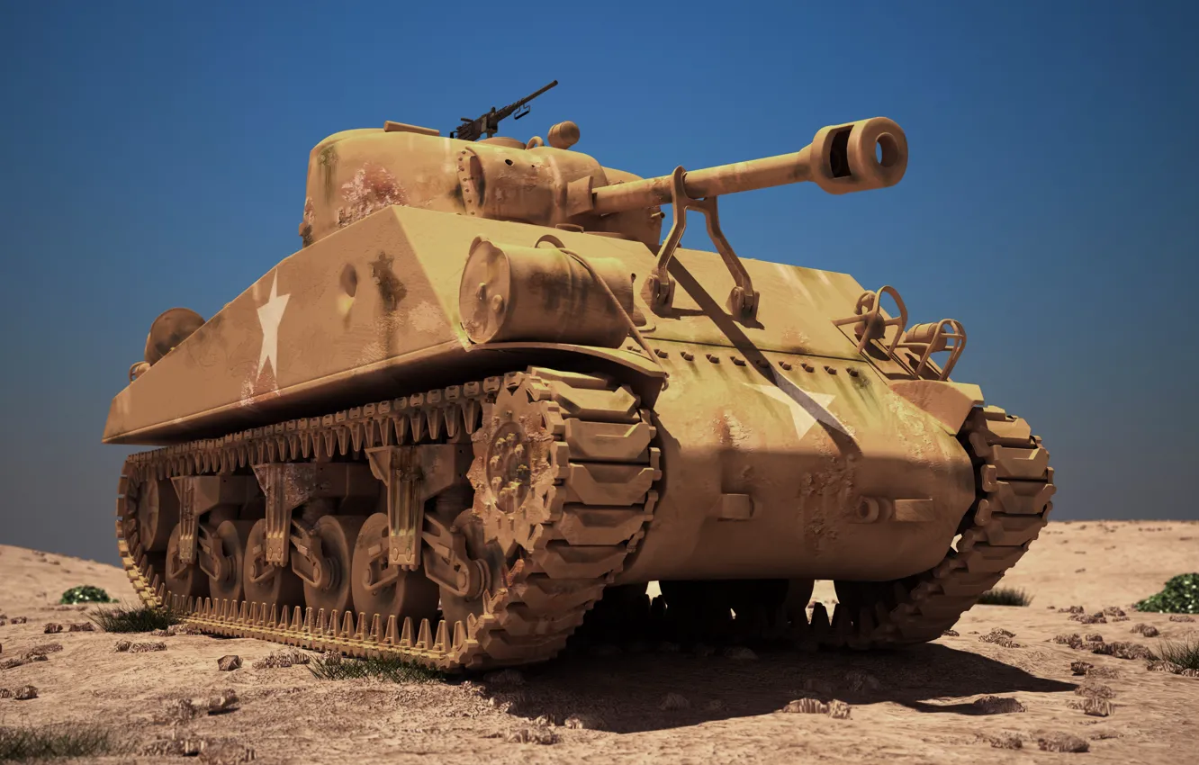 Photo wallpaper tank, average, Sherman, M4A3, MAX, 3Ds