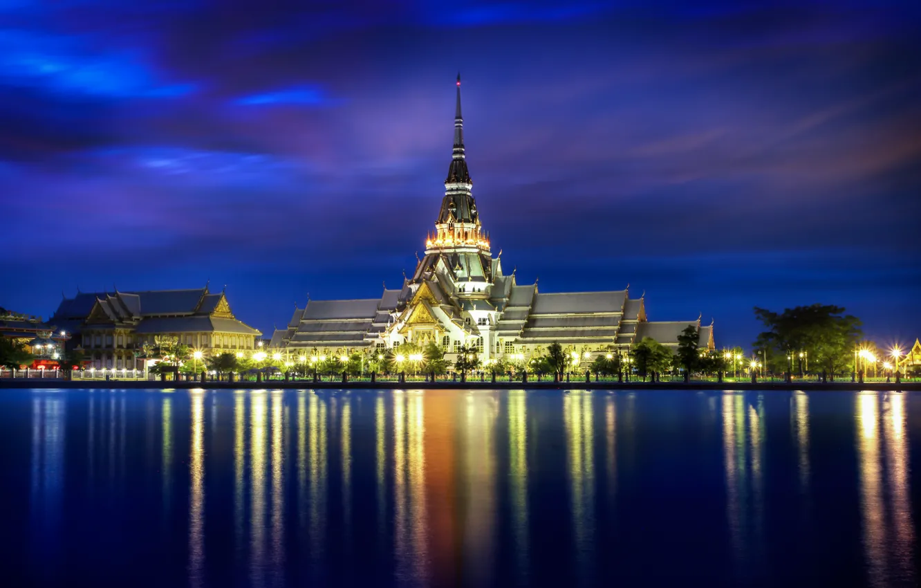 Photo wallpaper light, lights, reflection, gold, Thailand, gold, Thailand, reflection