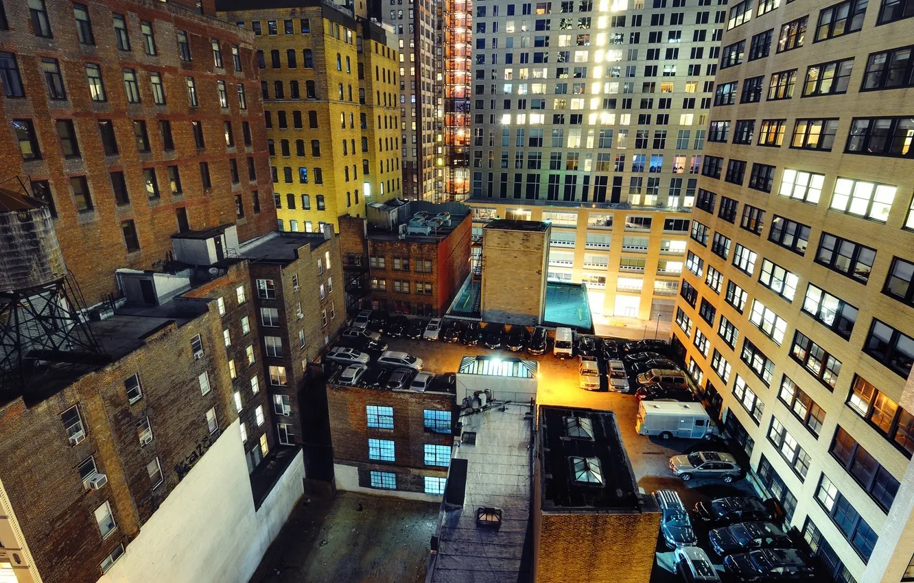Photo wallpaper night, lights, new York, night, New York City, manhattan, nyc, financial district