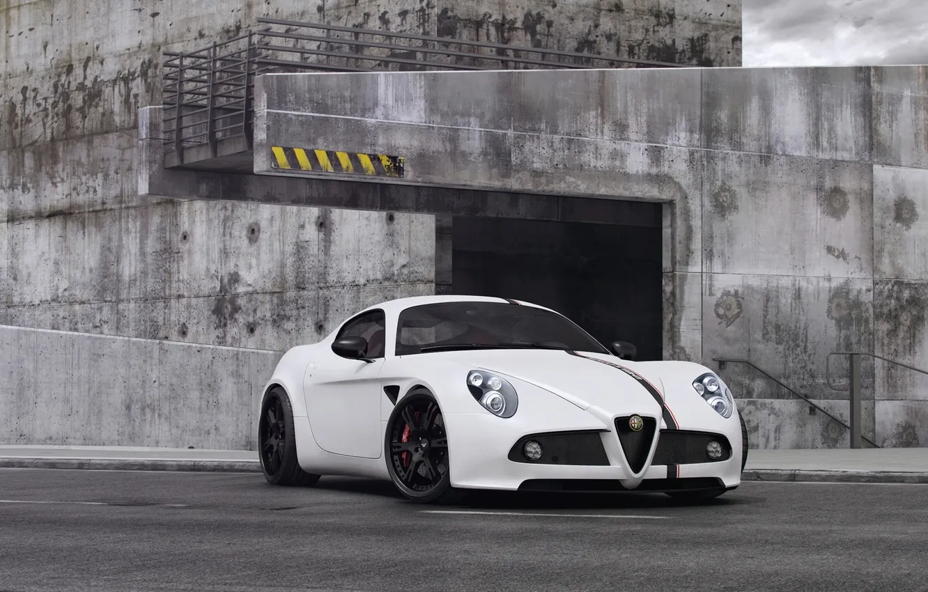Photo wallpaper white, background, tuning, Alfa Romeo, supercar, tuning, Wheelsandmore, the front