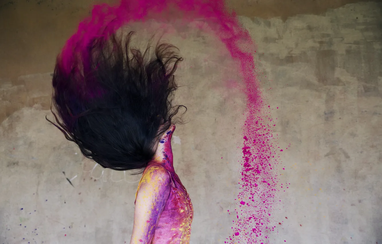 Photo wallpaper Happy, ballet, happiness, colour, movement, colourful, moving, powder paint