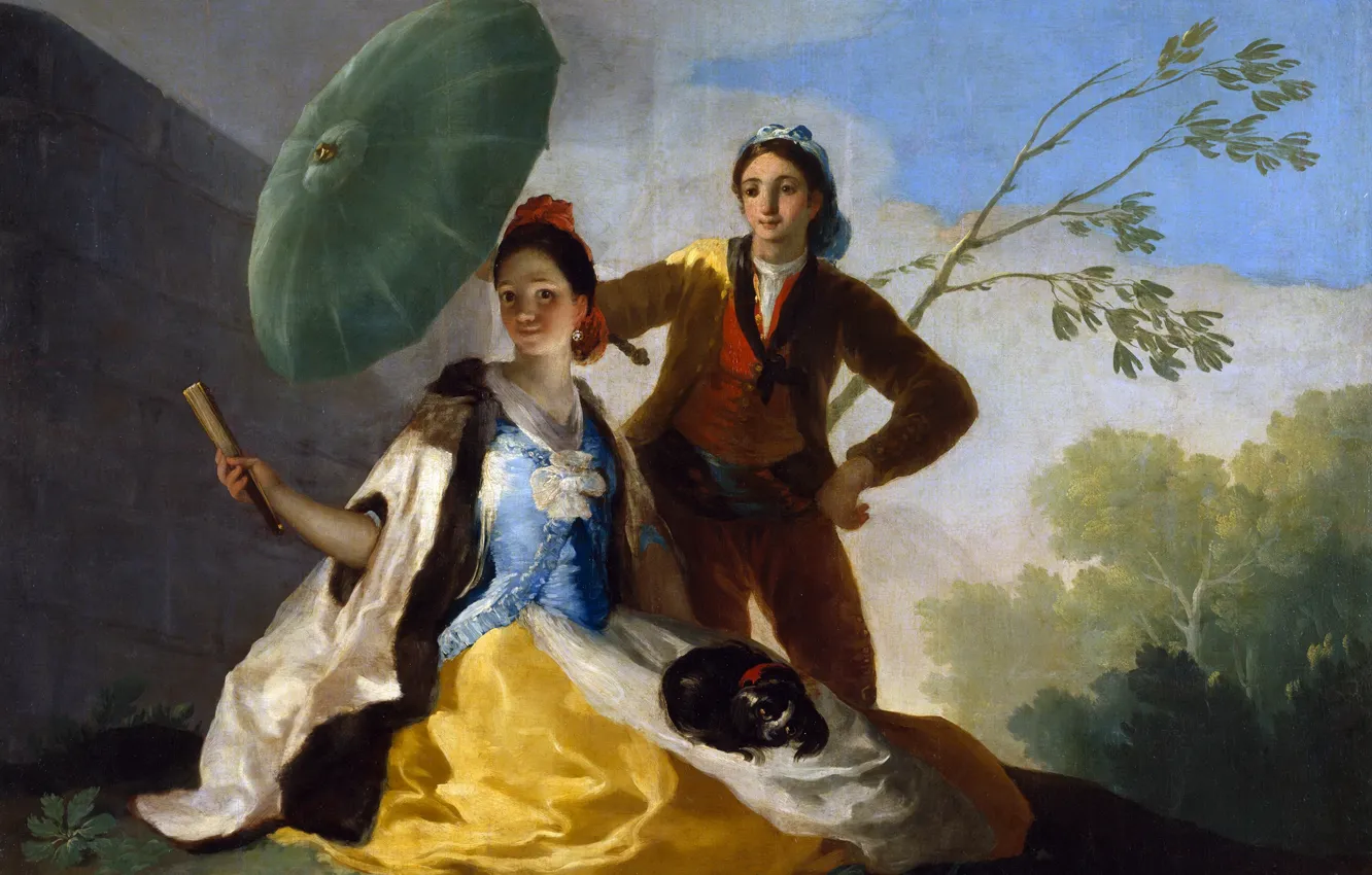 Photo wallpaper picture, Umbrella, lovers, genre, Francisco Goya