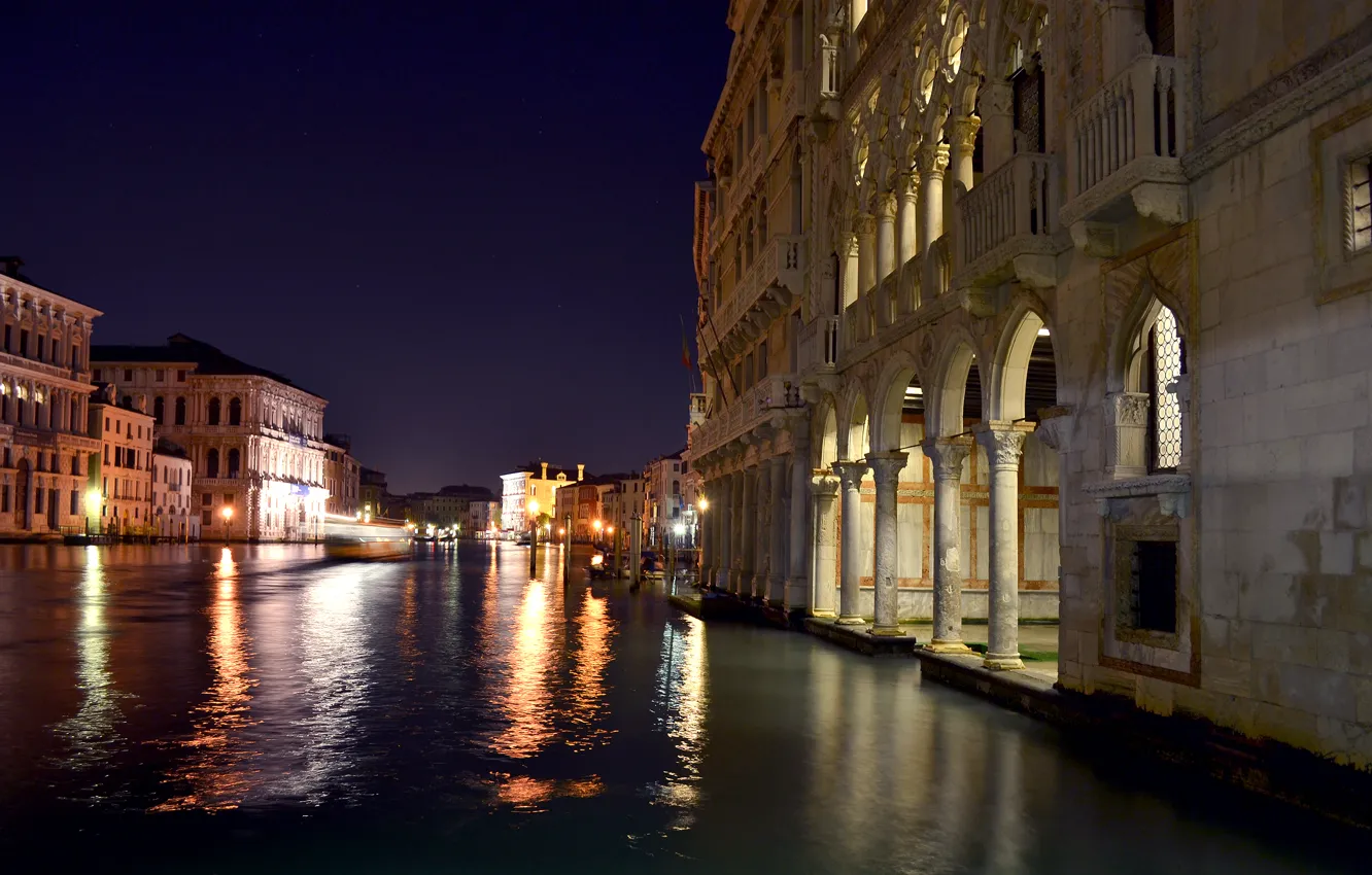Photo wallpaper night, the city, photo, building, Italy, Venice, Grand Canal