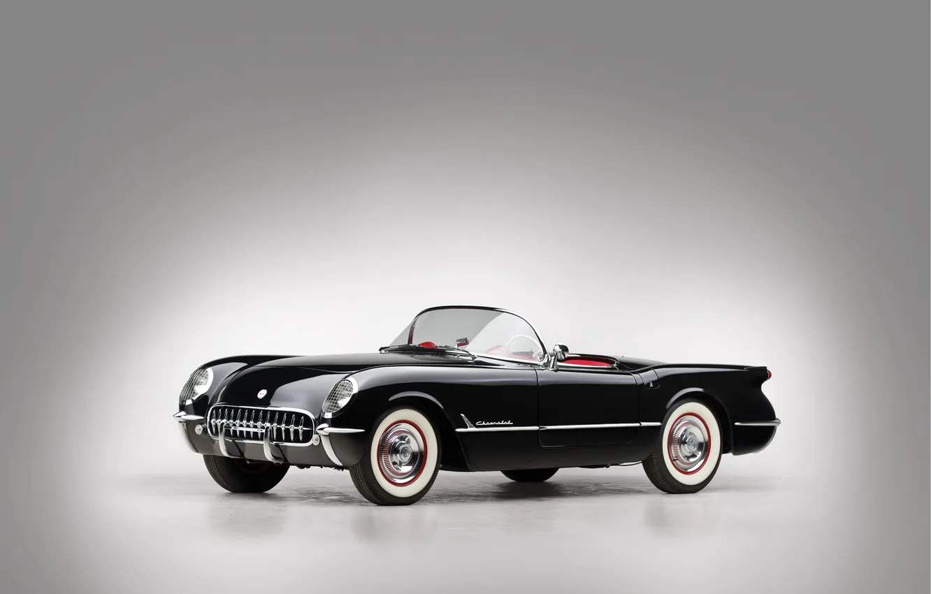 Photo wallpaper Corvette, Chevrolet, black, 1954, retro cars, Chevrolet Corvette Black