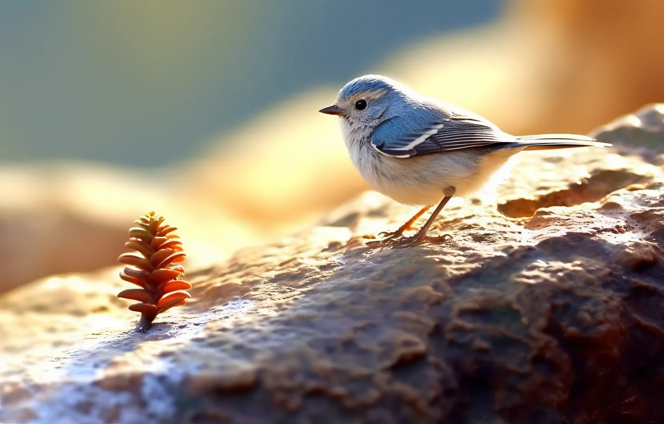 Photo wallpaper animals, art, birds, closeup, Blurred, blurry background