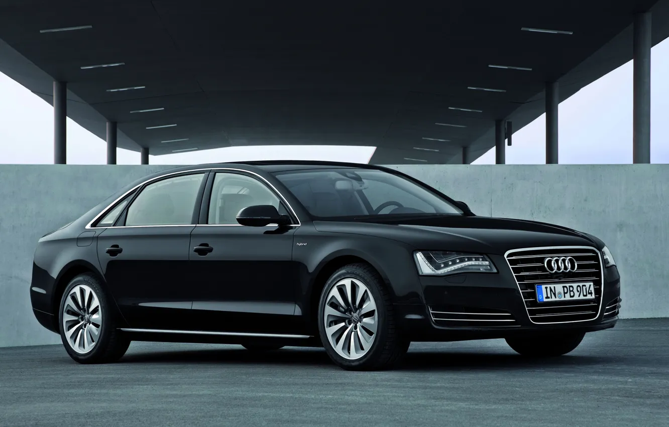 Photo wallpaper Audi, Black, Sedan, Black, A8L, The front