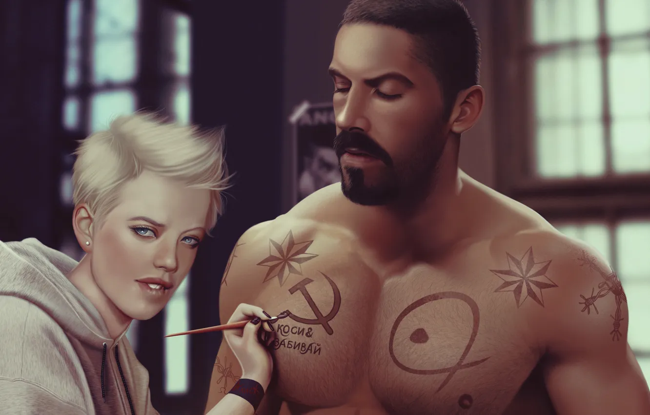 Photo wallpaper girl, muscles, Scott Adkins, Yuri Boyka, Undisputed