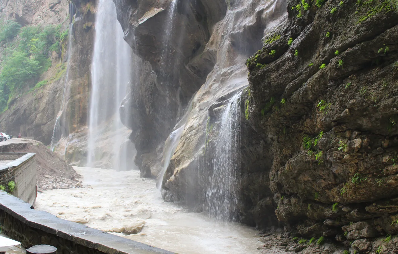 Photo wallpaper gorge, waterfalls, Chegem