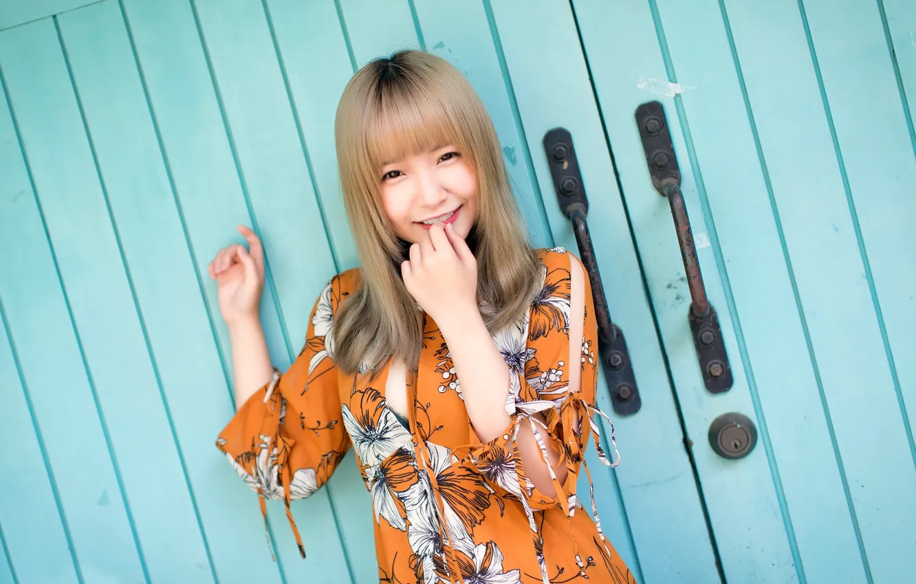 Photo wallpaper girl, smile, Asian, cutie, charm