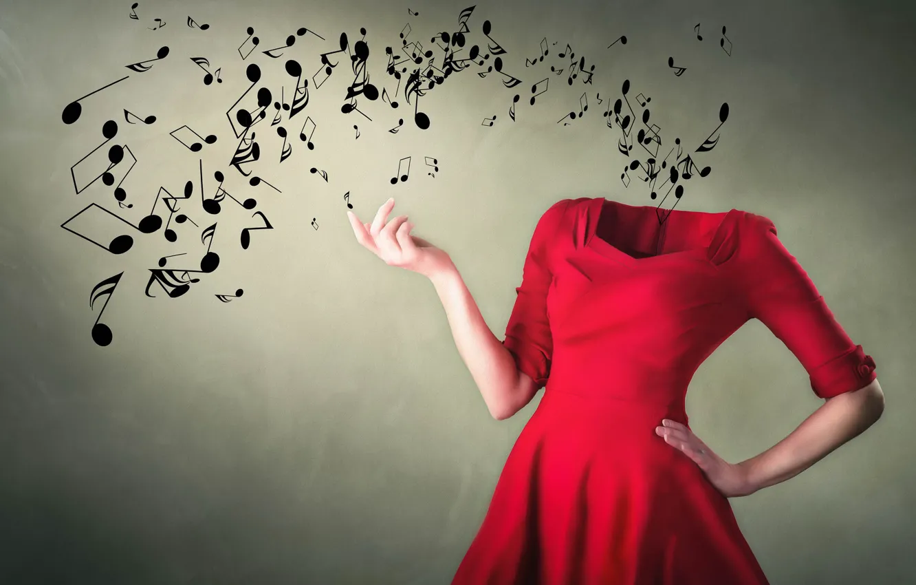 Photo wallpaper girl, notes, music