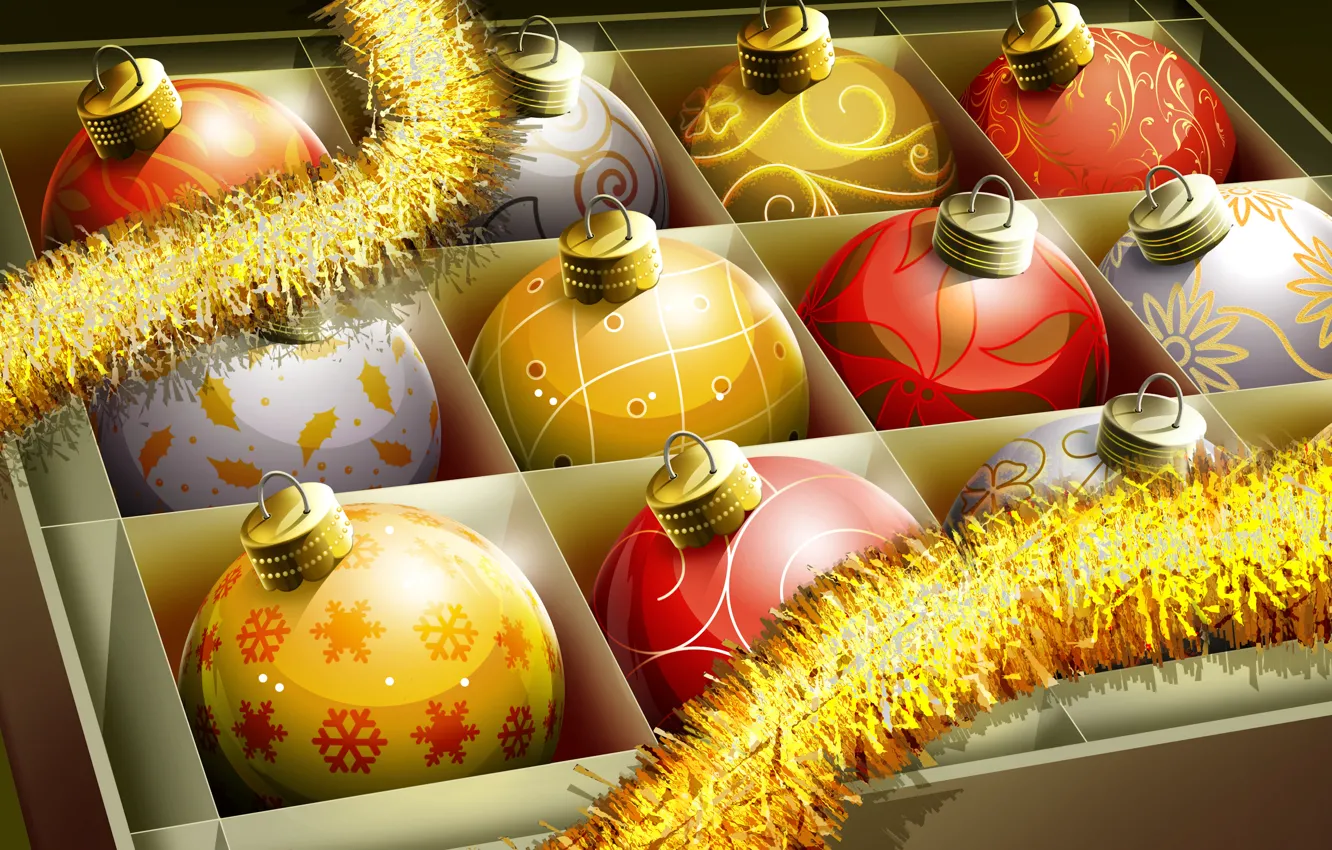 Photo wallpaper decoration, balls, toy, new year
