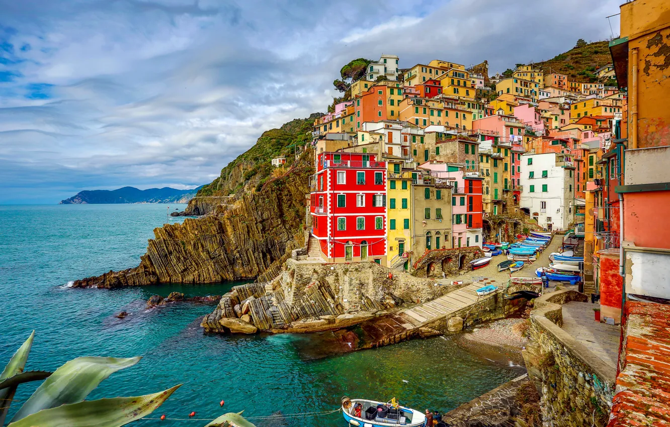 Photo wallpaper sea, coast, building, home, Italy, Italy, The Ligurian sea, Riomaggiore