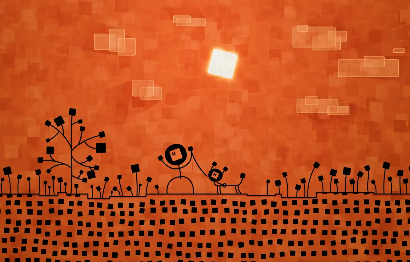 Photo wallpaper flowers, squares, vladstudio