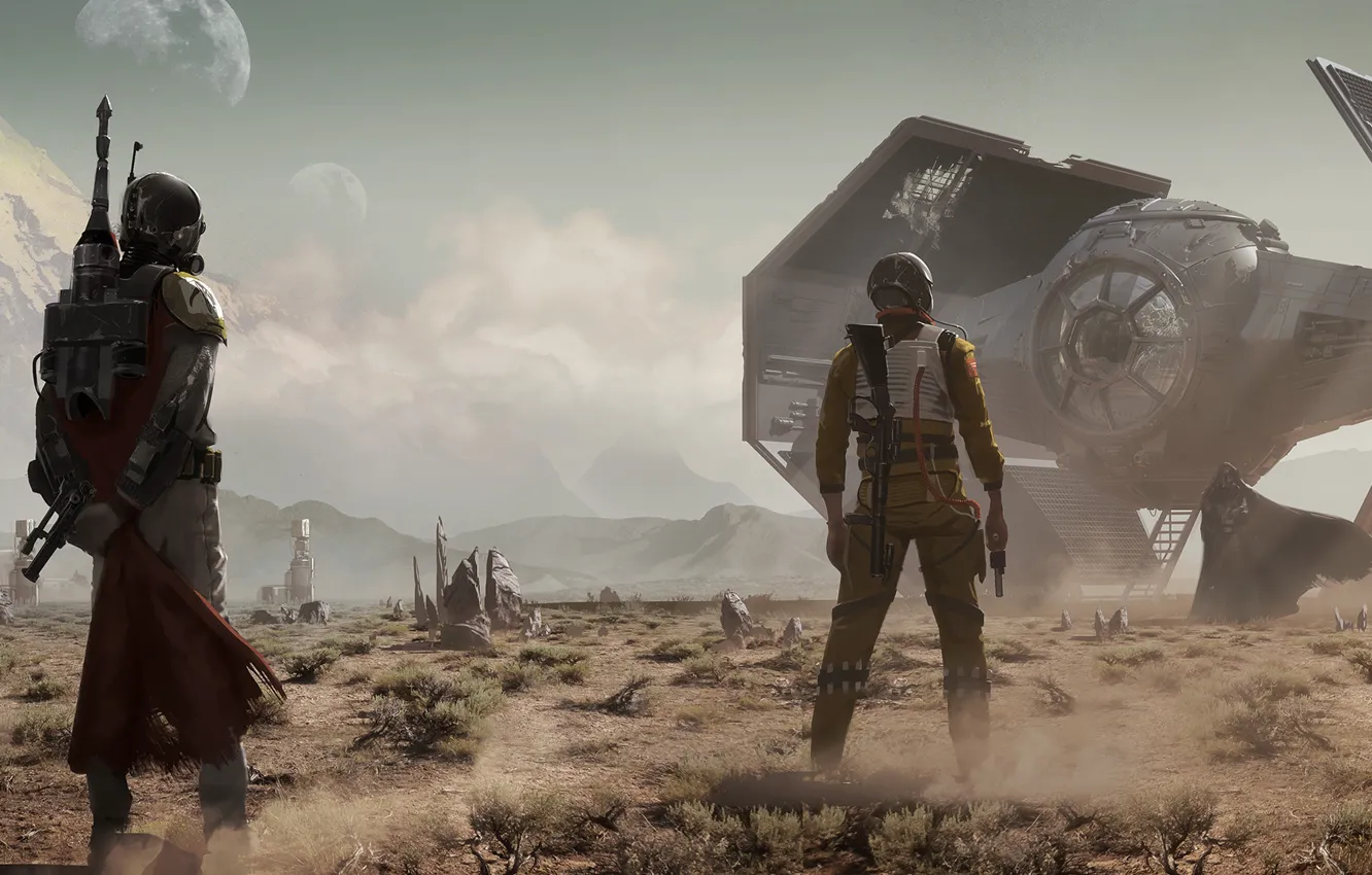 Photo wallpaper Star Wars, soldiers, star wars, art, spaceship