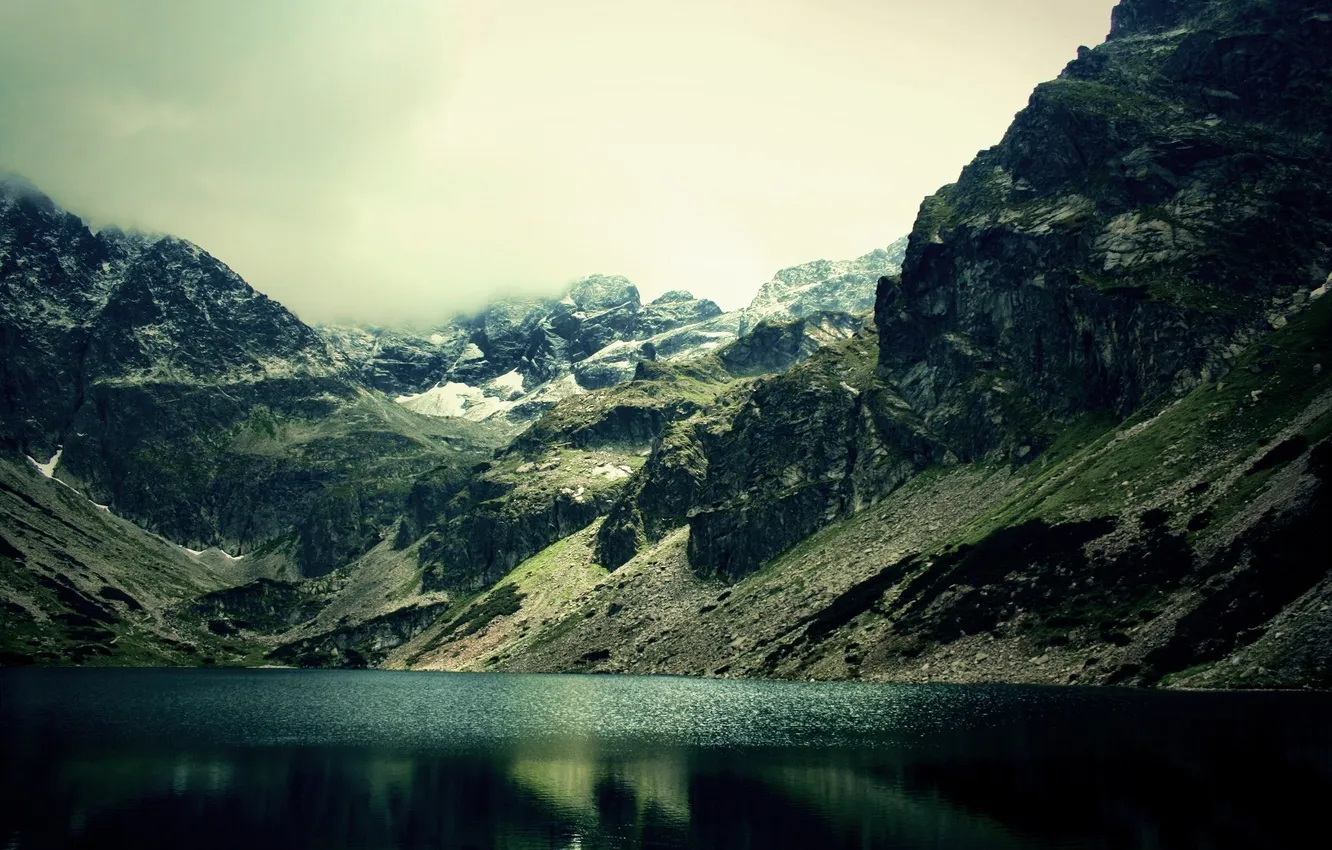 Photo wallpaper water, clouds, landscape, mountains, nature, lake, nature, water