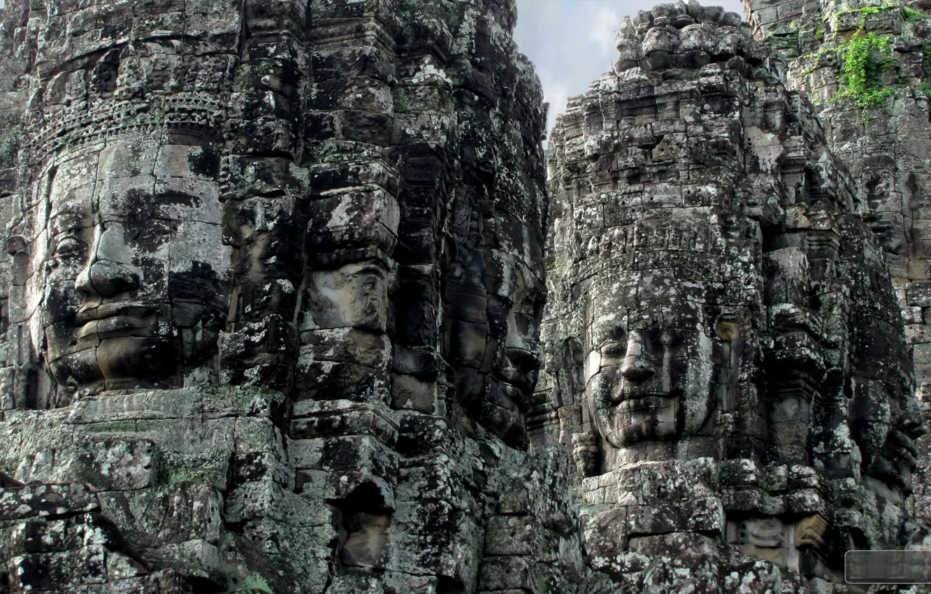 Photo wallpaper Cambodia, buddha, Cambodia, stone heads, the ruins of the castle