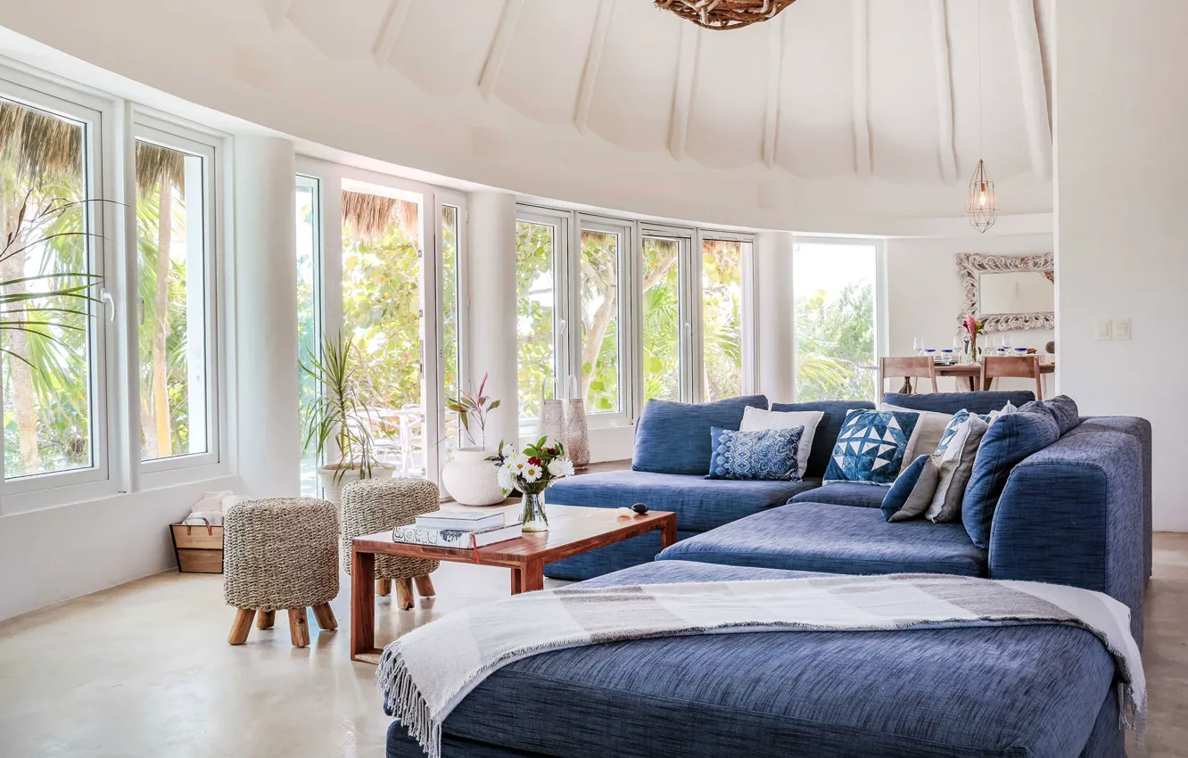 Photo wallpaper Villa, interior, Mexico, living room, Tulum, Children's Home
