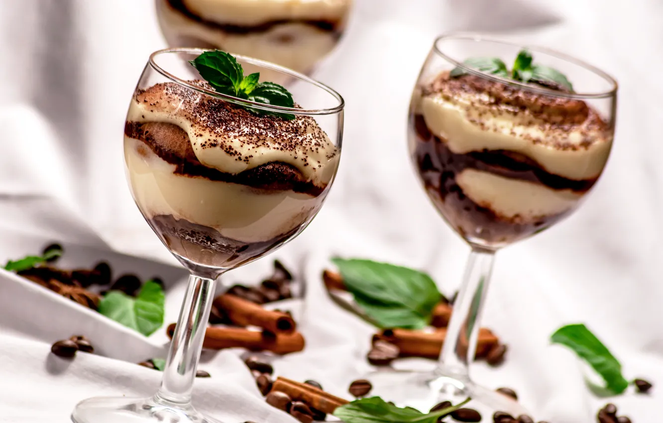 Photo wallpaper glass, coffee, grain, cocktail, mint, cocktail, coffee, mint