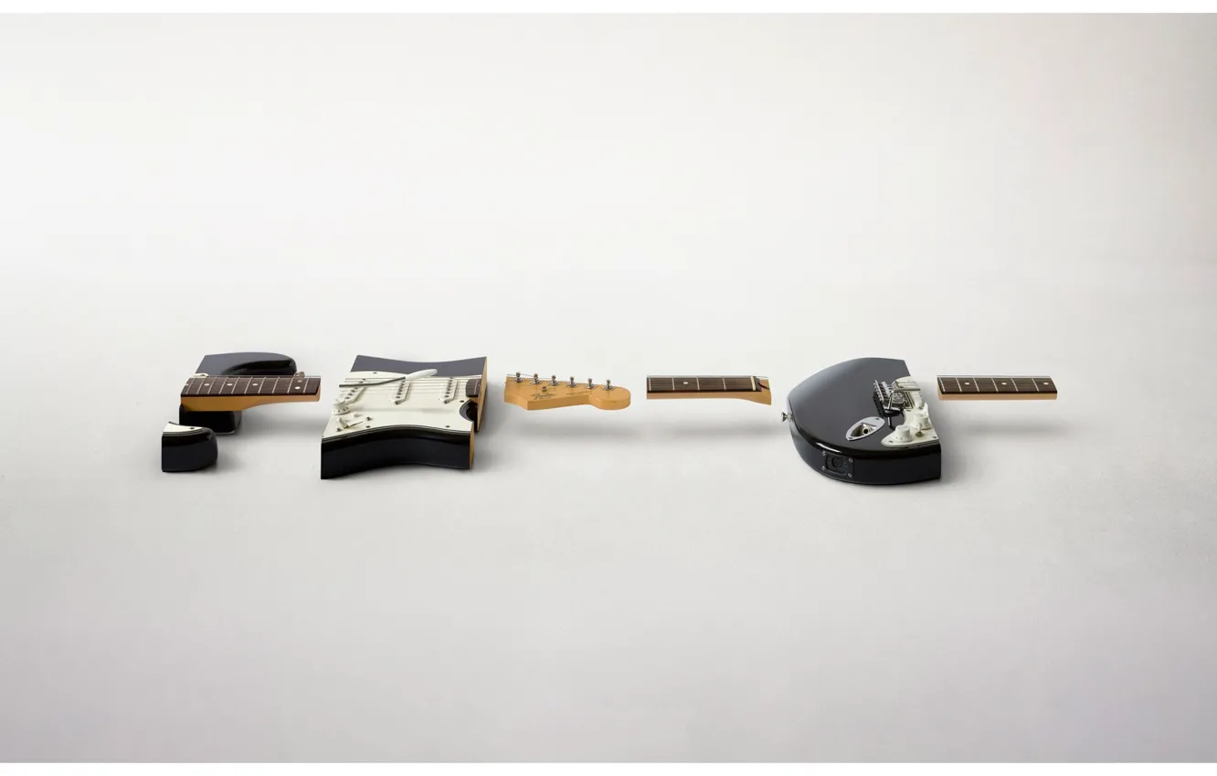 Photo wallpaper guitar, pieces, chopped