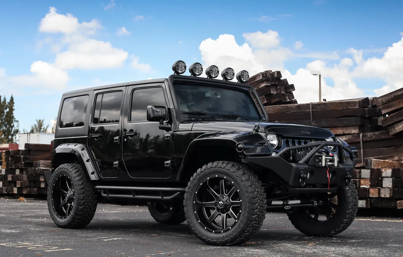 Photo wallpaper Black, Tuning, Wrangler, Jeep