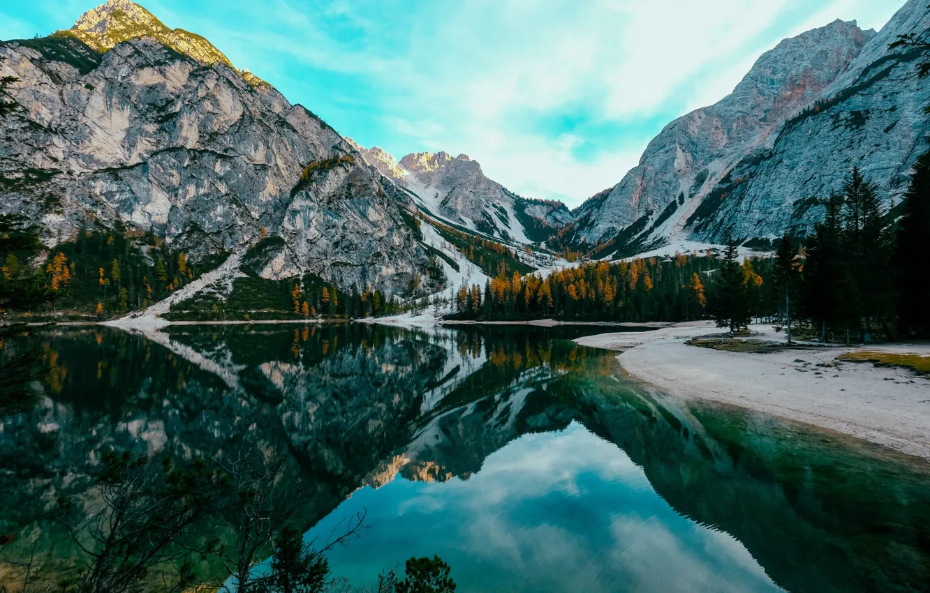 Photo wallpaper forest, trees, landscape, mountains, nature, lake, reflection, Canada