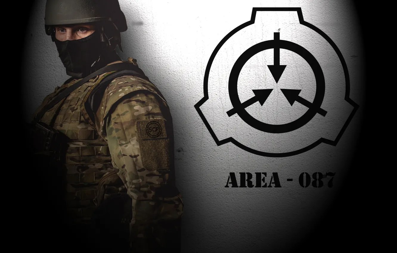 Photo wallpaper game, weapons, soldier, men, security, SCP, SCP:containment breach, logo.