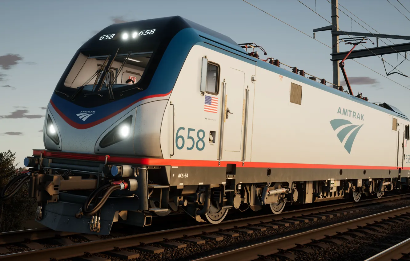 Photo wallpaper Railways, Locomotive, Electric, Train Sim World 2020, 4K Wallpaper, Electric Locomotive, USA, USA