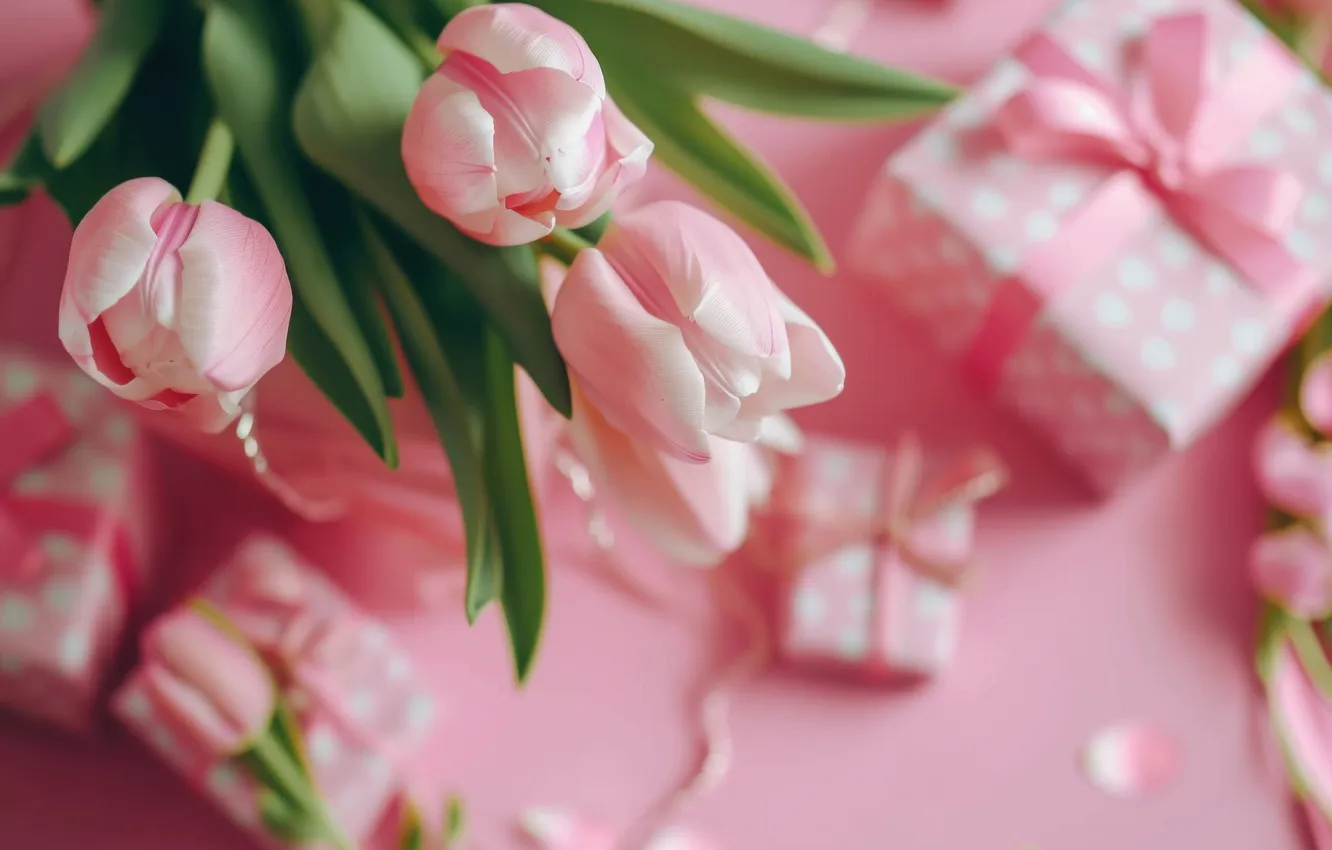 Photo wallpaper leaves, flowers, birthday, holiday, gift, bouquet, spring, petals