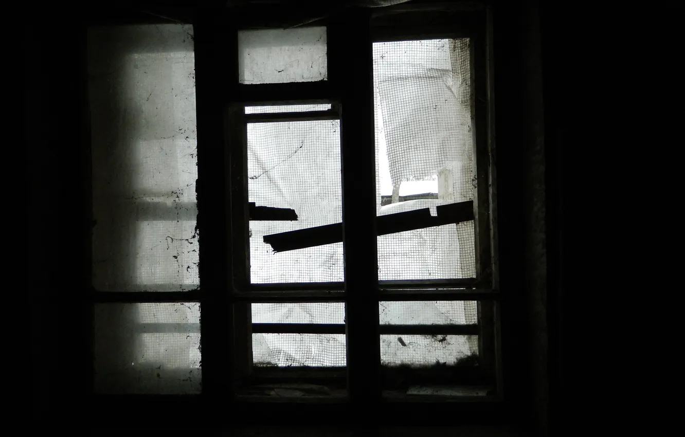 Photo wallpaper darkness, room, window, abandoned