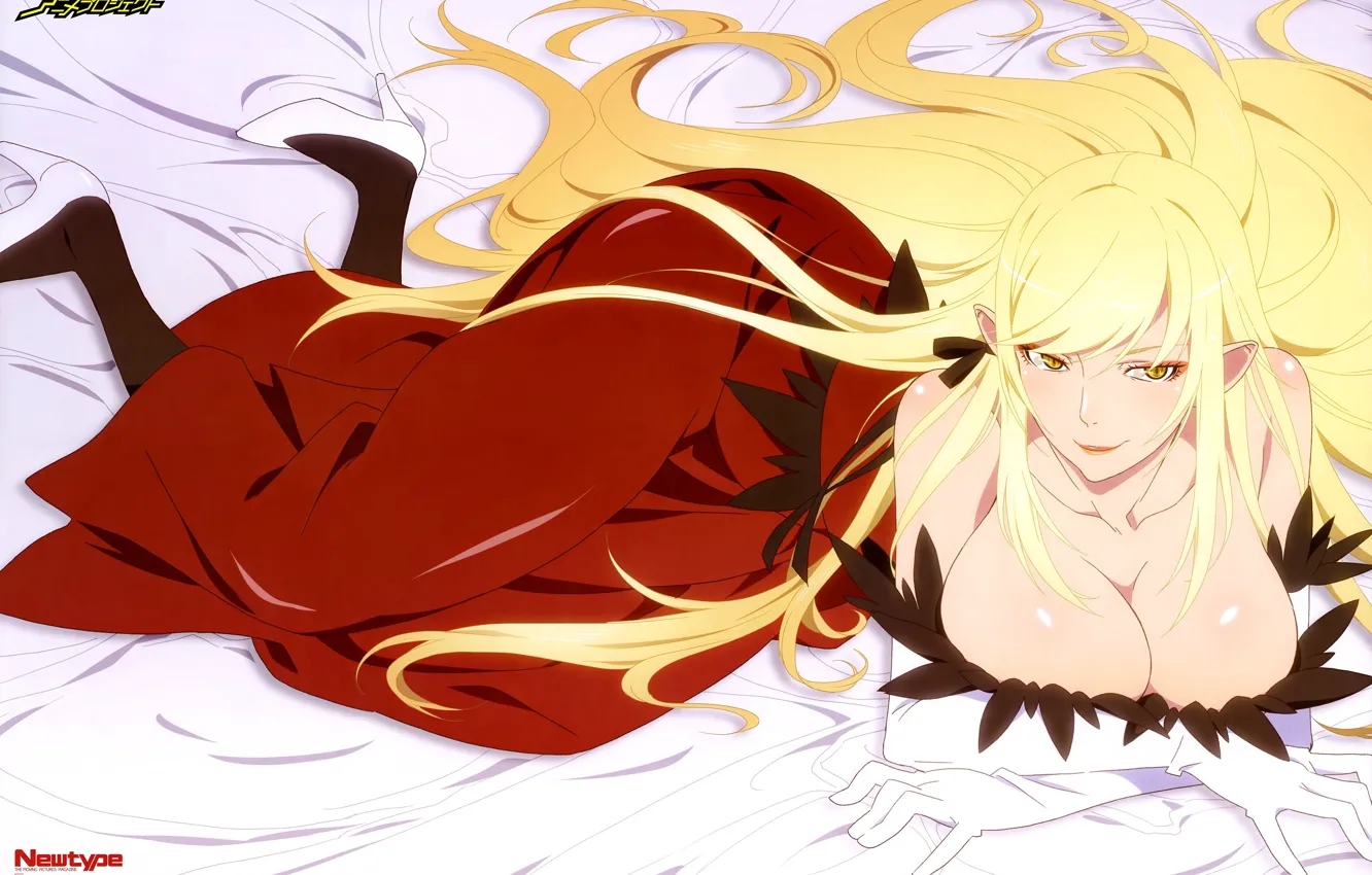 Photo wallpaper Girl, blonde, Bakemonogatari, Red dress