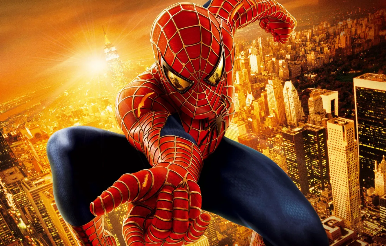 Photo wallpaper the city, superhero, Spider-man, Spider-Man