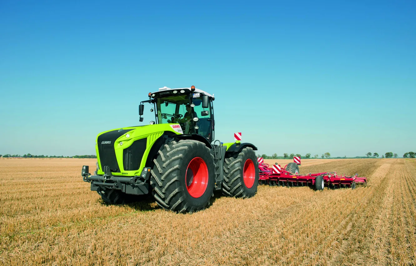 Photo wallpaper field, the sky, tractor, Claas, agricultural machinery, Xerion 4000
