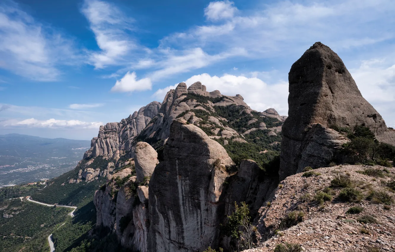 Photo wallpaper the sky, mountains, rocks