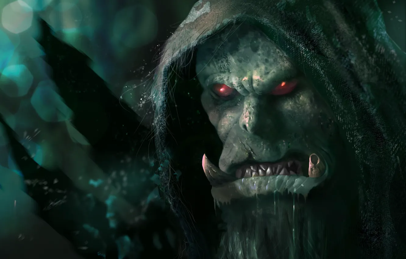 Photo wallpaper game, warcraft, wow, face, fang, evil, head, hood