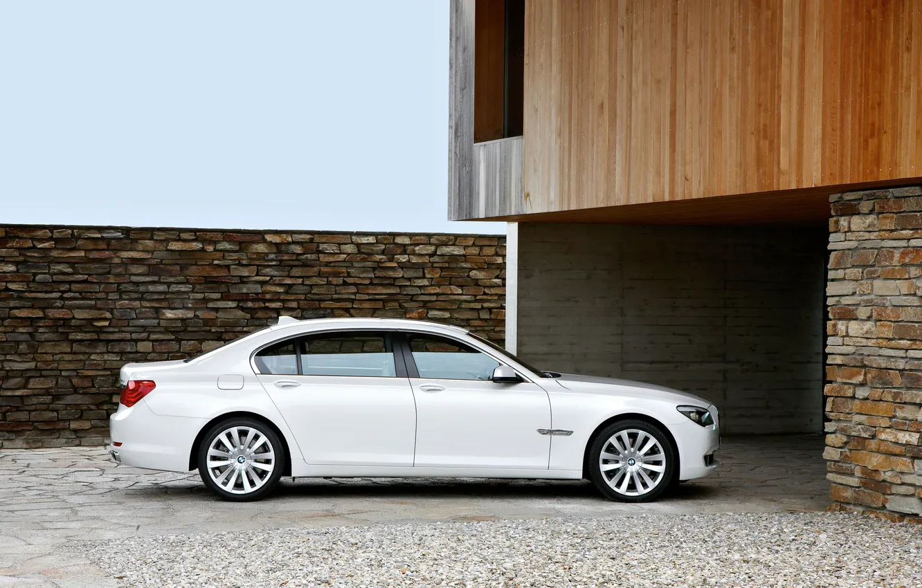 Photo wallpaper the fence, BMW, desktop, structure, 760i, Bmw, white car