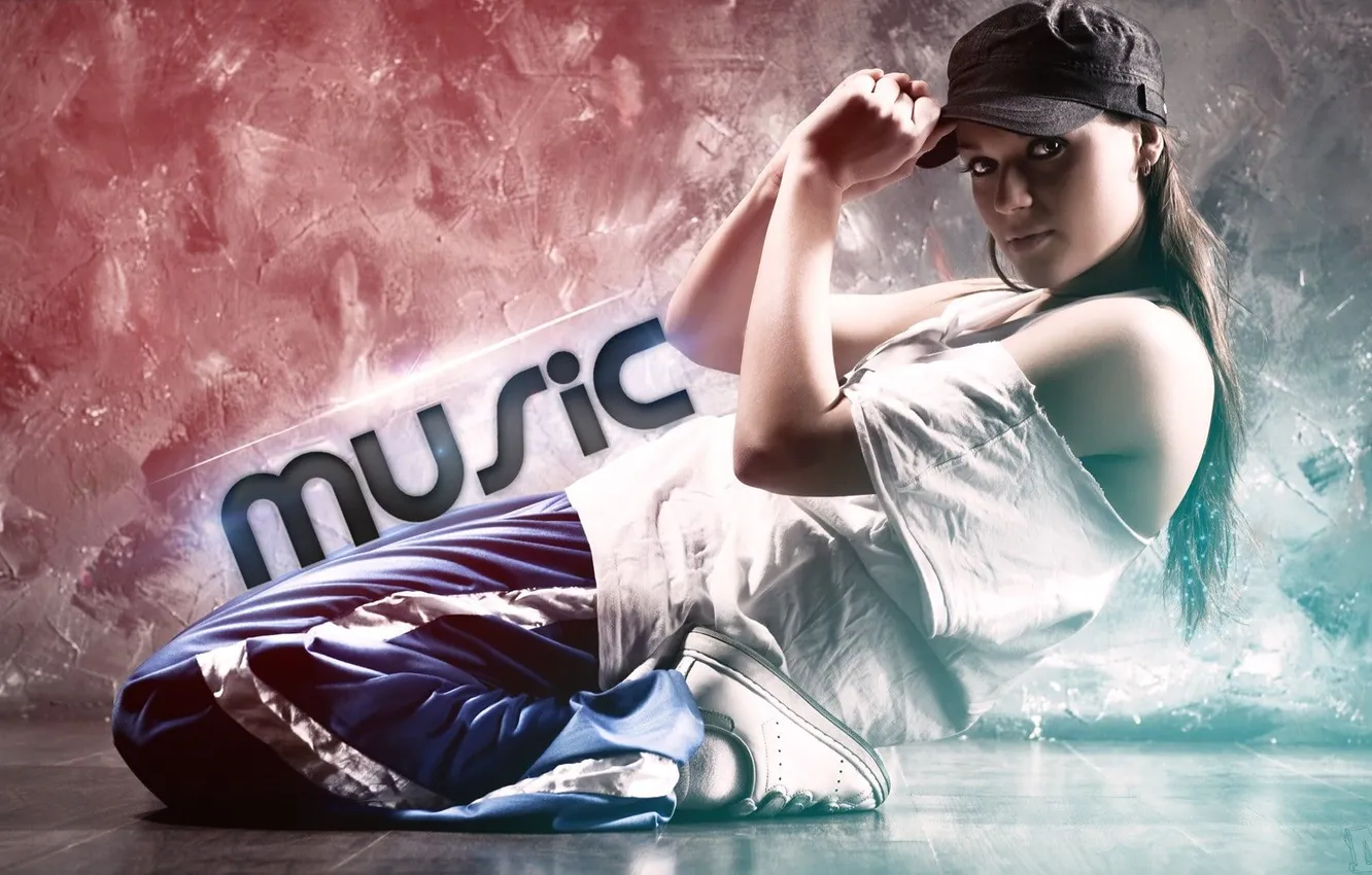 Photo wallpaper girl, dancer, cute, long-haired, tank top, Cap