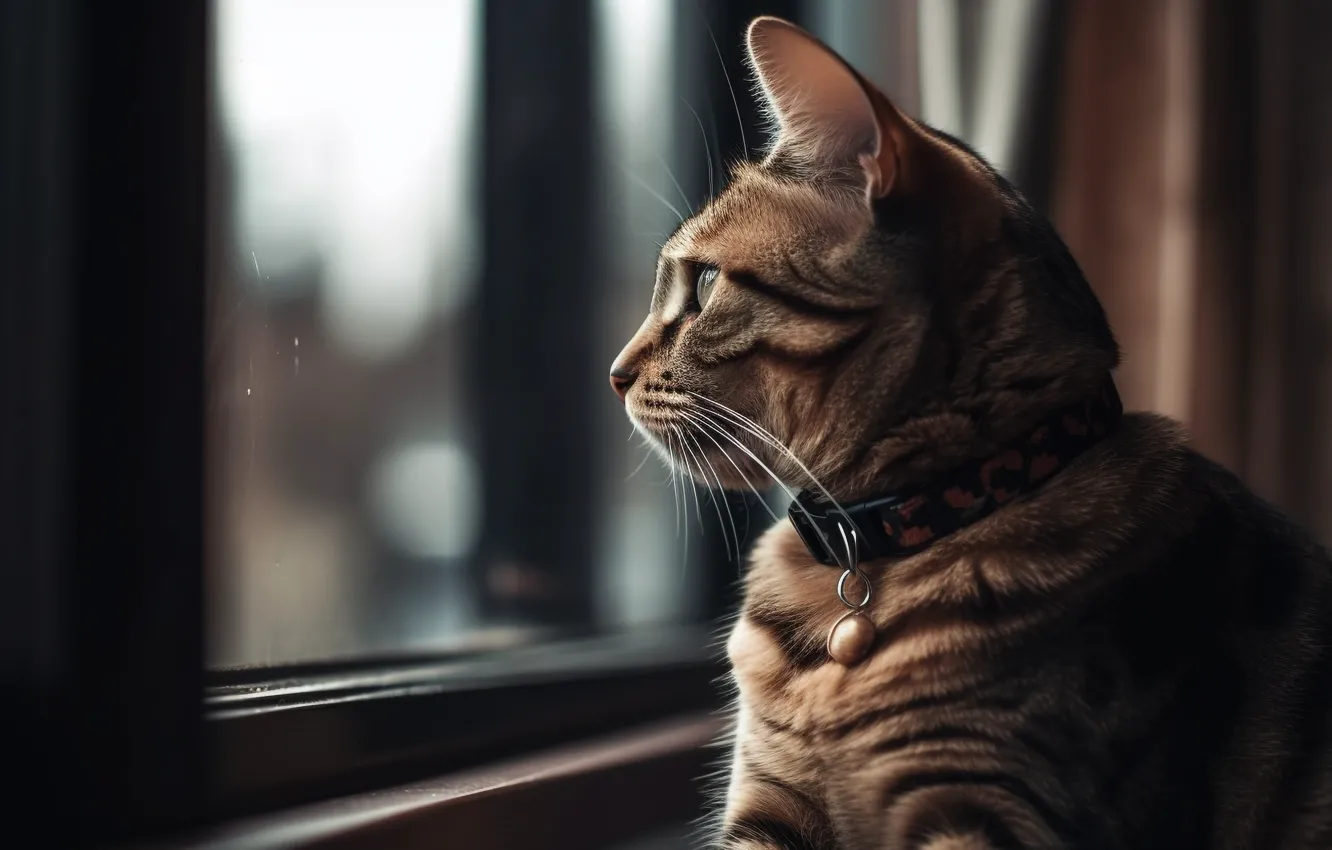 Photo wallpaper cat, cat, look, light, room, portrait, window, art
