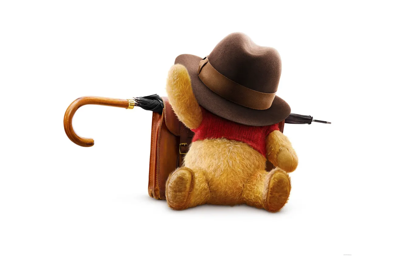 Photo wallpaper umbrella, cartoon, hat, bear, white background, bear, portfolio, plush