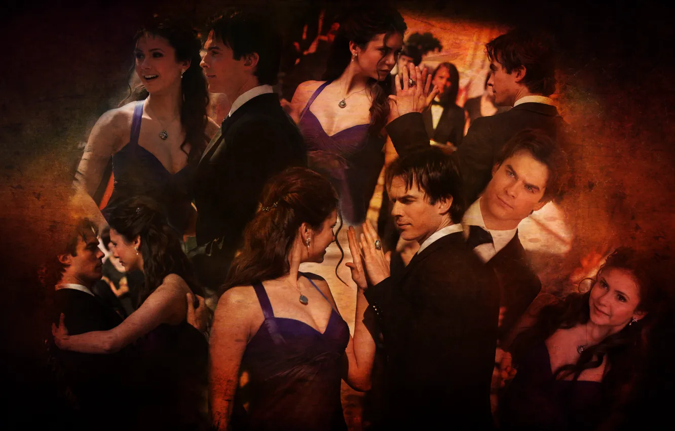 Photo wallpaper dance, vampire, the series, the vampire diaries, Damon, Elena Gilbert, a pair of lovers, Damon …