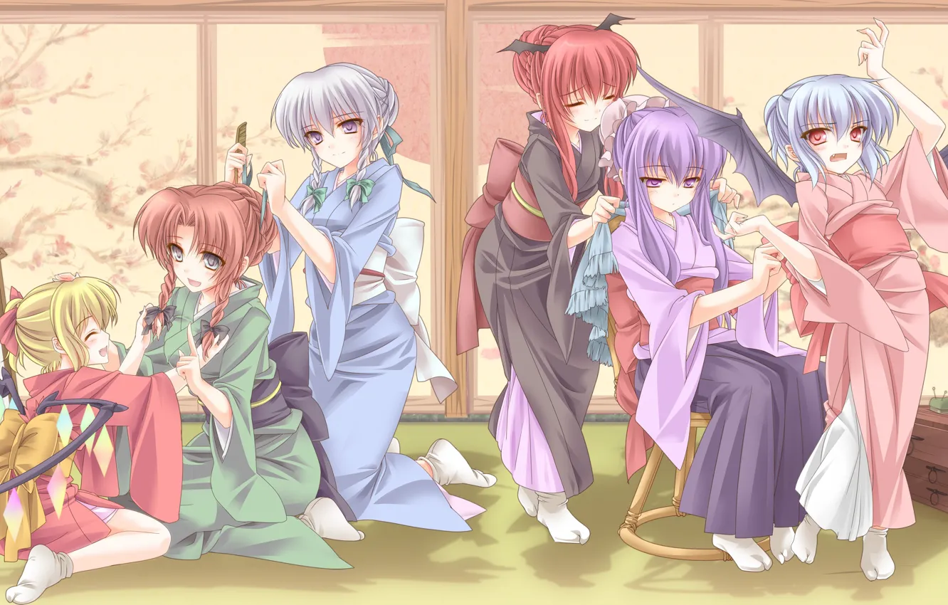 Photo wallpaper kawaii, girl, touhou, anime, wings, pretty, vampire, asian