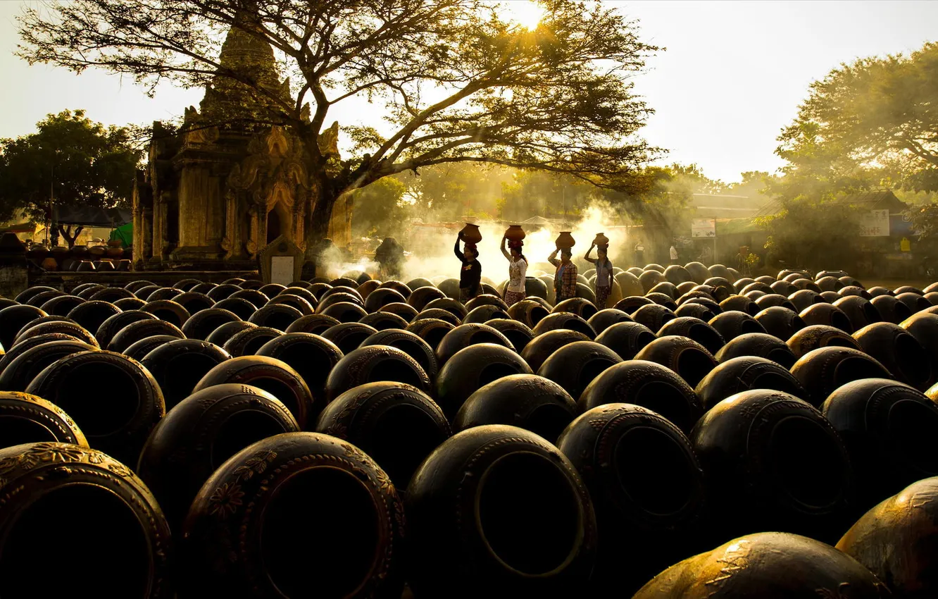 Photo wallpaper morning, Bagan, Bagan, the morning