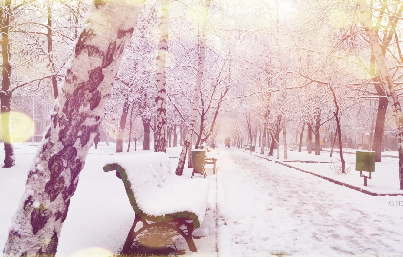 Photo wallpaper winter, snow, shop