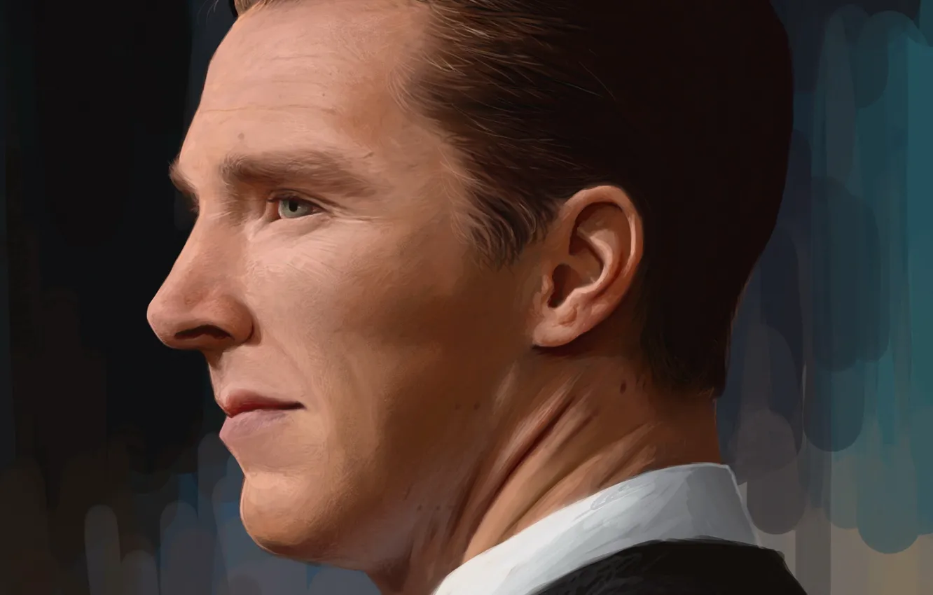 Photo wallpaper face, figure, portrait, art, actor, profile, Benedict Cumberbatch, Benedict Cumberbatch
