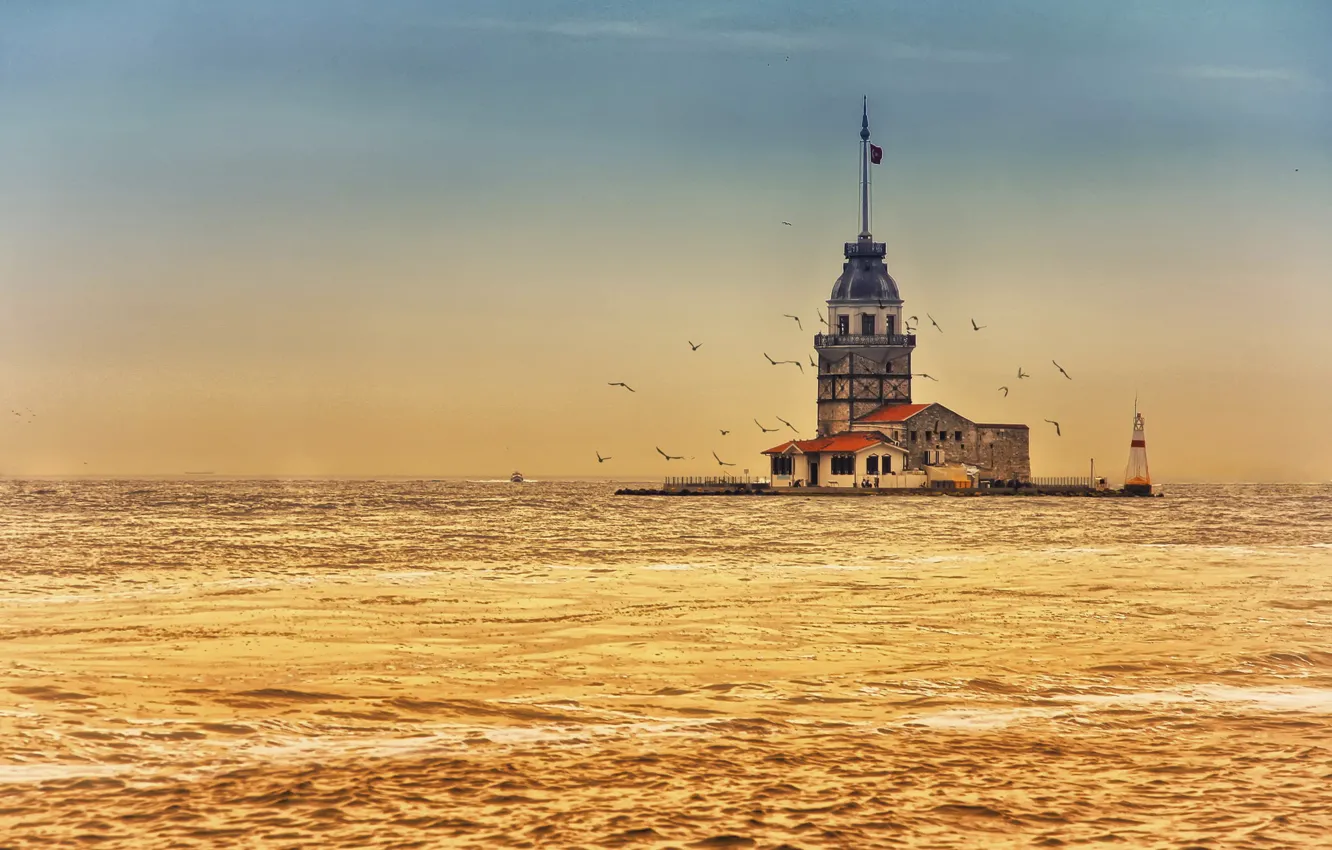 Photo wallpaper Turkey, Maiden tower, Bosphorus, Maiden's Tower