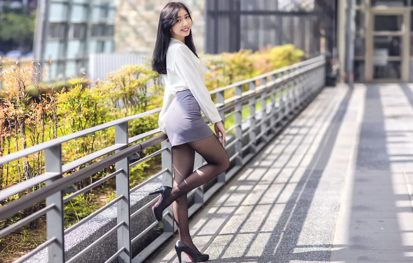 Photo wallpaper girl, smile, Asian